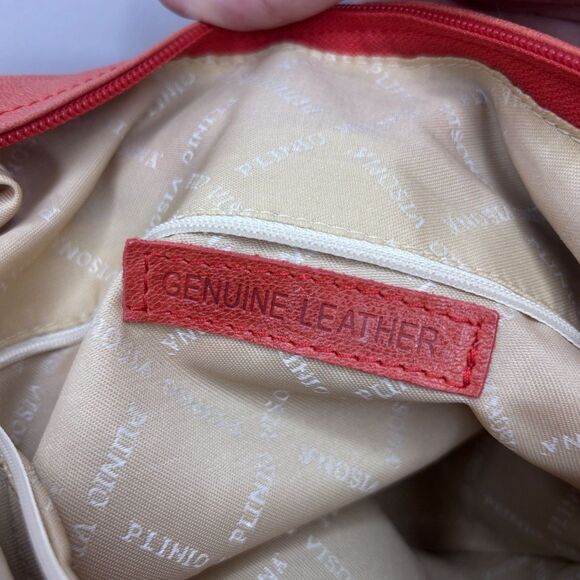 Plinio Visona Genuine Leather Burgundy Shoulder Bag Zip Purse Designer Italy - Picture 11 of 13